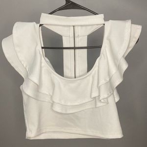 White Ruffled Winwin Blouse